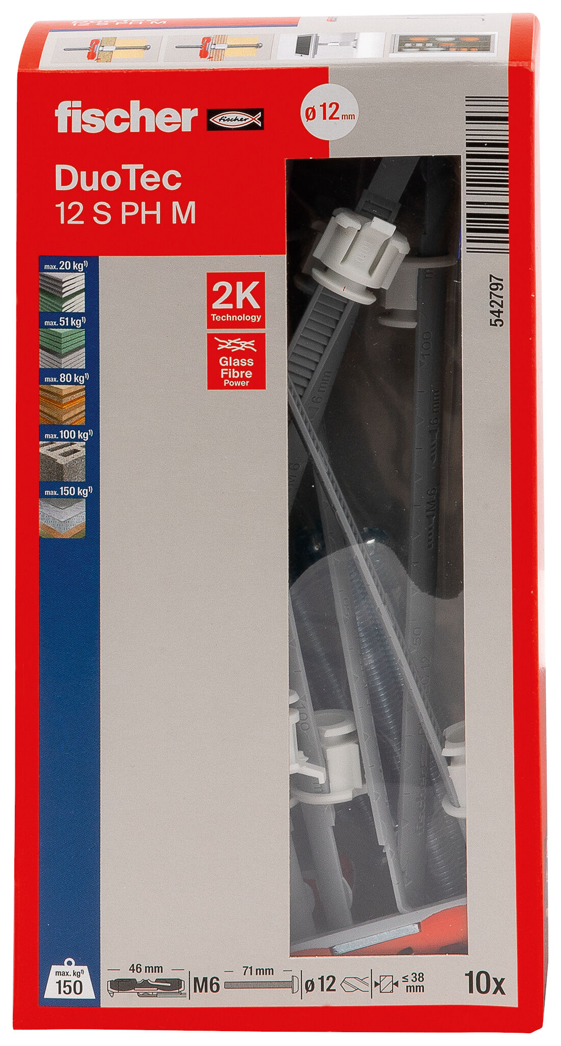 Packaging: "fischer DuoTec 12 S PH panhead screw"