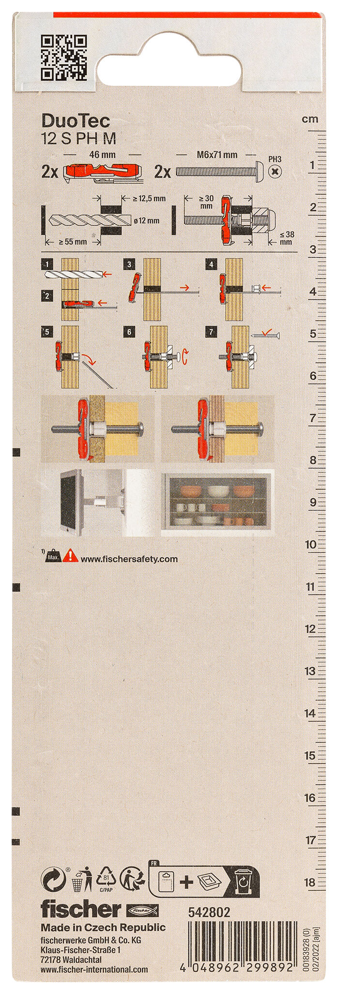 Packaging: "fischer DuoTec 12 S PH panhead screw"