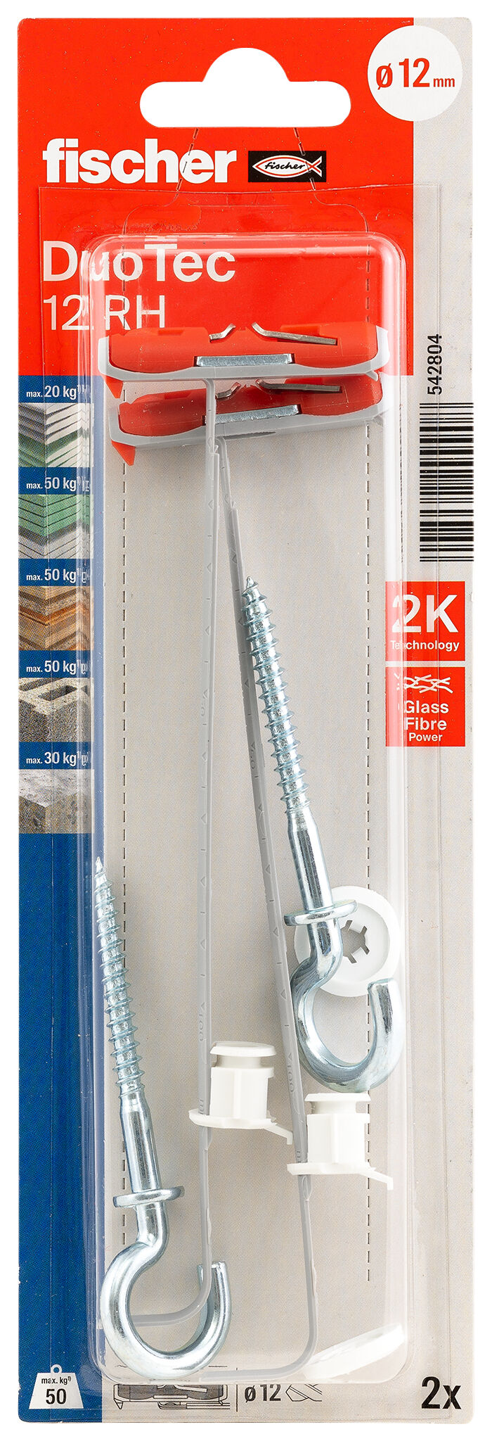 Packaging: "fischer DuoTec 12 RH round hook"