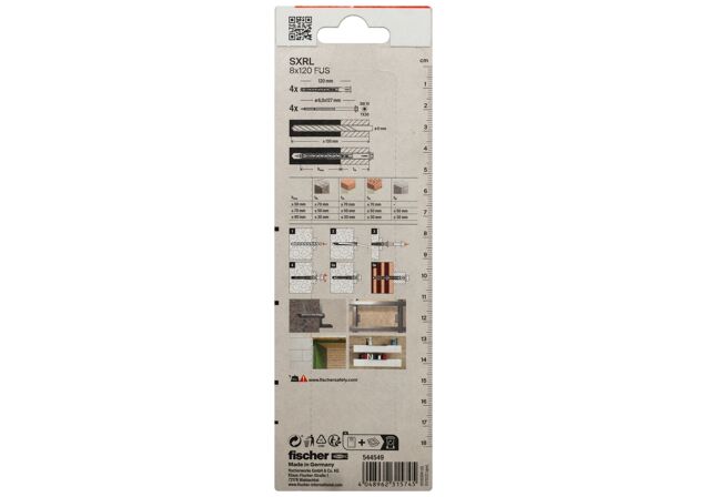 Packaging: "fischer Constructieplug SXRL 8 x 120 FUS zeskant kop"
