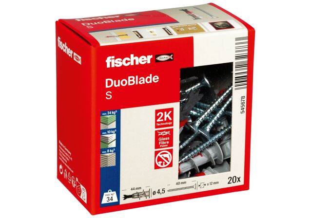 Emballasje: "fischer gipsplugg DuoBlade S (NOBB 60130874)"