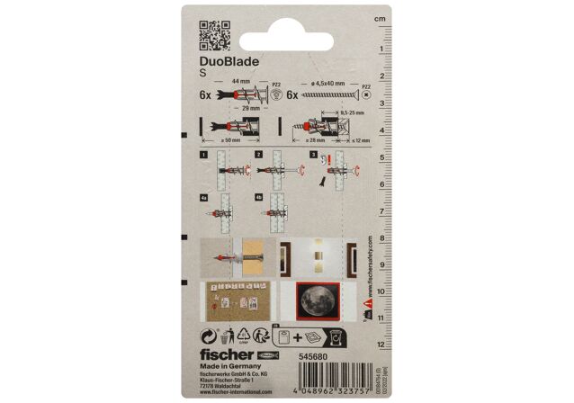 Packaging: "fischer Plasterboard fixing DuoBlade S K"