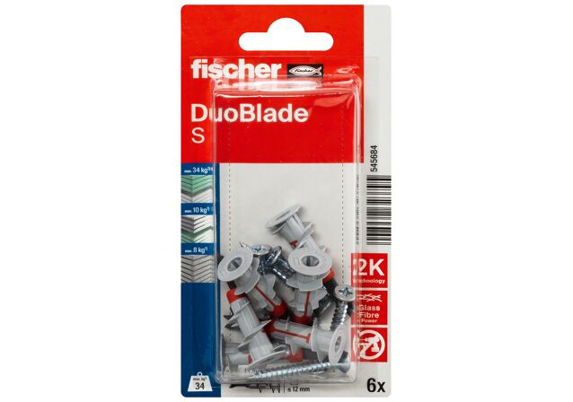 Συσκευασία: "fischer DuoBlade Αυτοδιάτρητο βύσμα γυψοσανίδας με βίδα σε blister"
