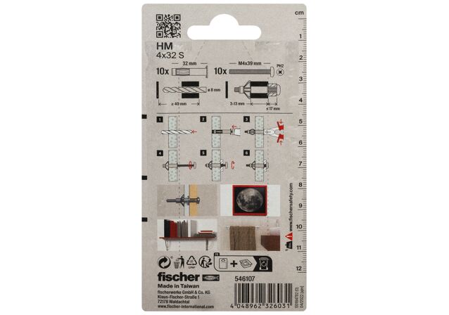 Packaging: "Fixare în cavitate de metal fischer HM 4 x 32 S BP cu șurub card SB"