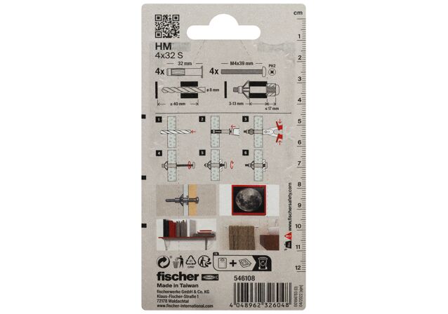 Packaging: "Fixare în cavitate de metal fischer HM 4 x 32 S DP cu șurub card SB"