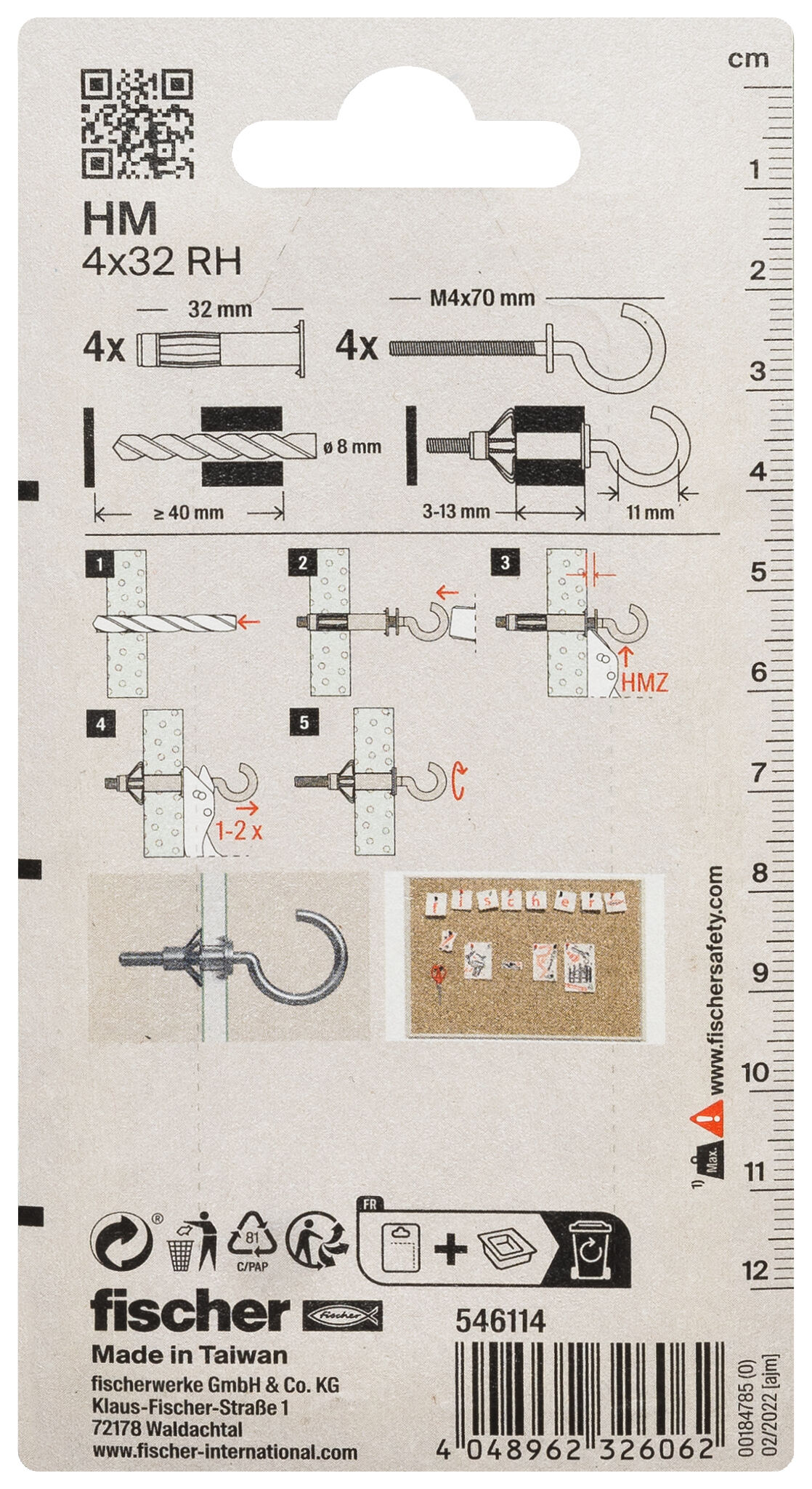 Packaging: "fischer HM 4 x 32 RH K NV"