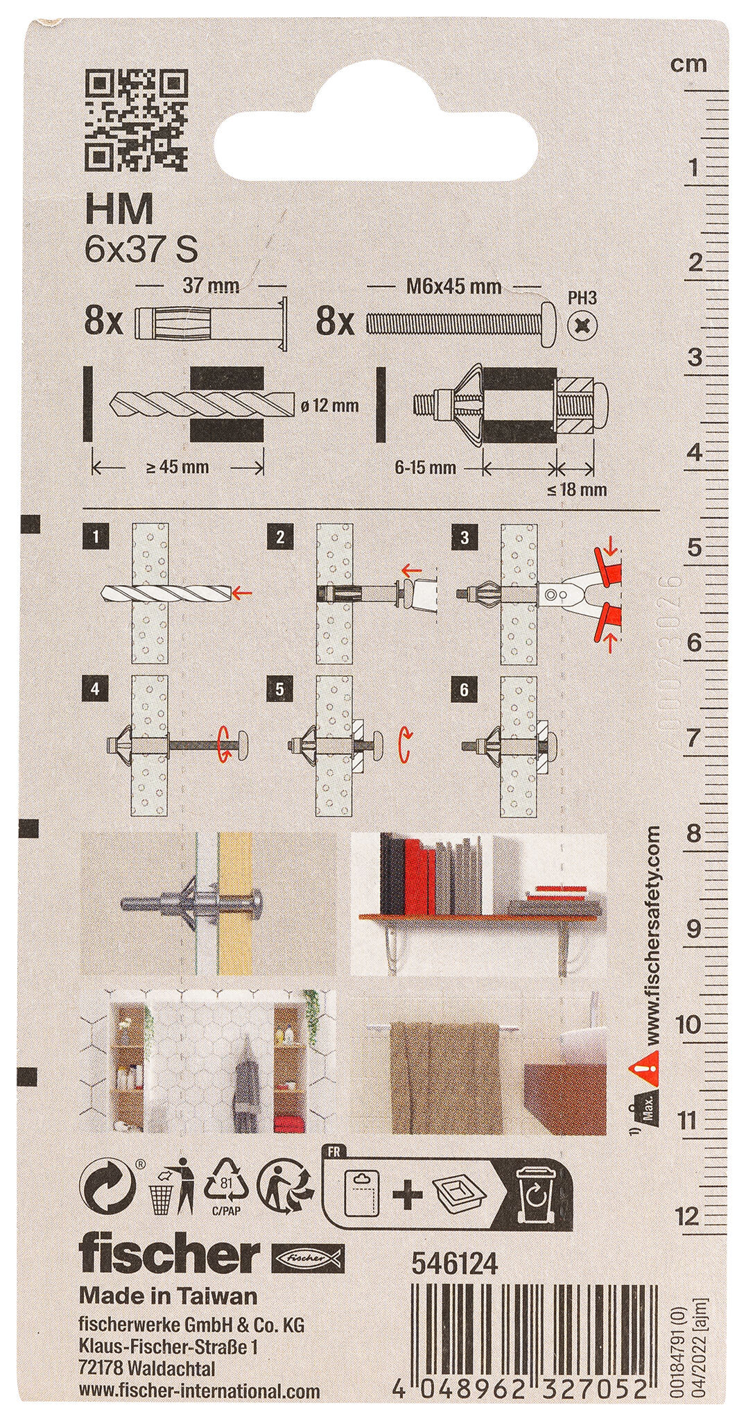 Packaging: "fischer HM 6 x 37 S BP K NV"