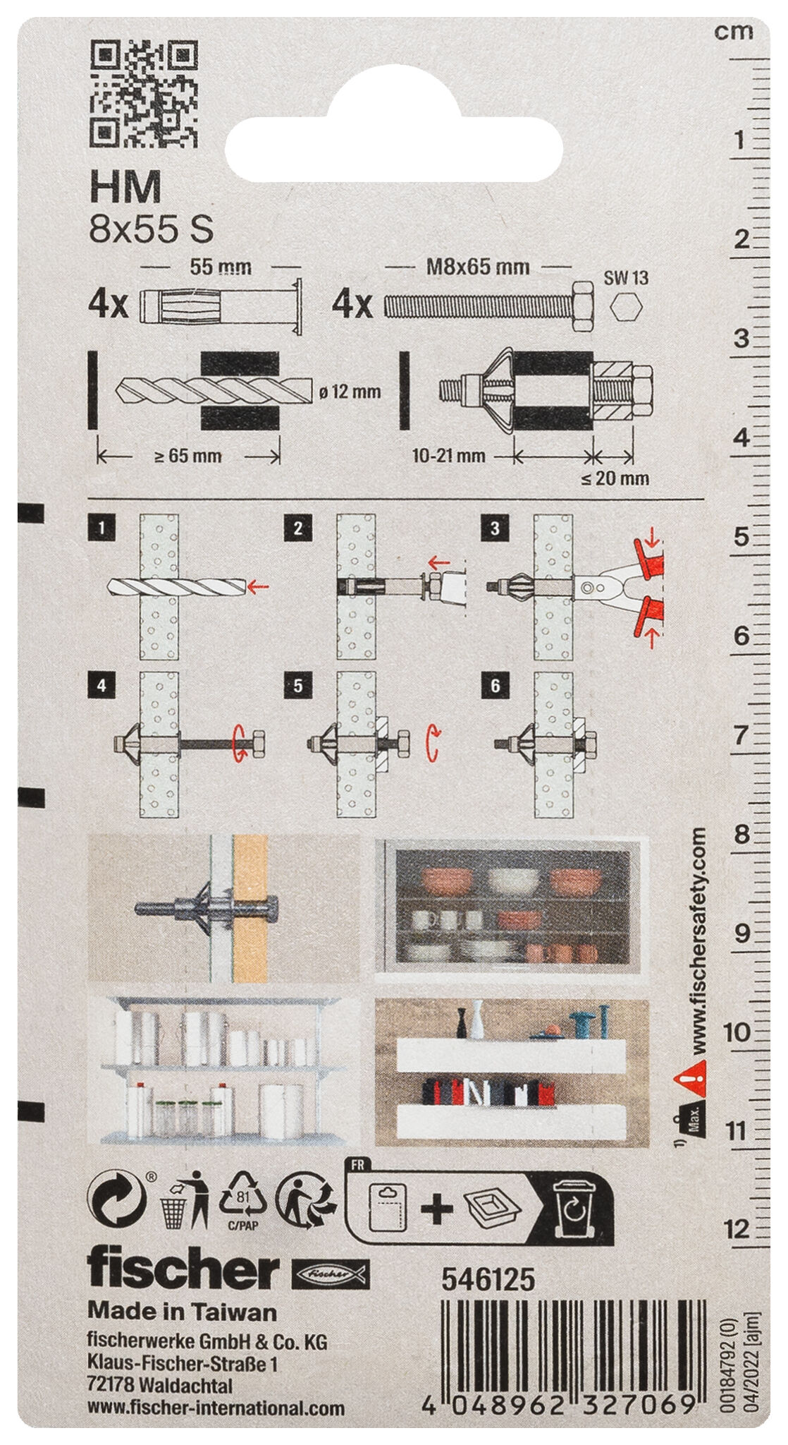 Packaging: "fischer HM 8 x 55 S K NV"
