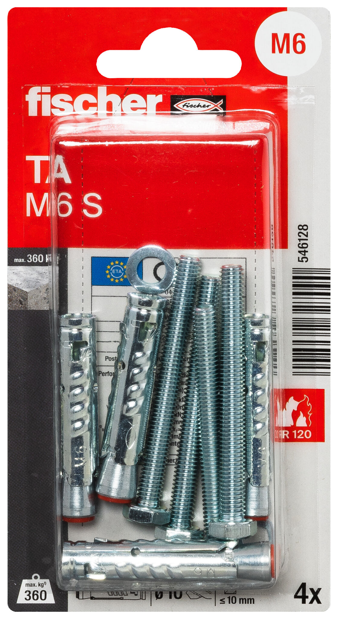 Packaging: "fischer Heavy-duty anchor TA M6 S/10 BP K NV"