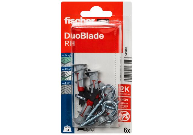 Packaging: "fischer Gipsplaatplug DuoBlade RH met ronde haak"
