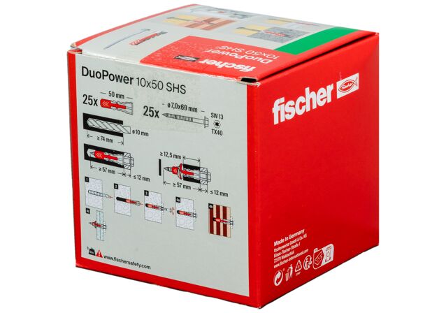 Packaging: "Cheville bi-matière DuoPower 10 x 50 S avec vis"