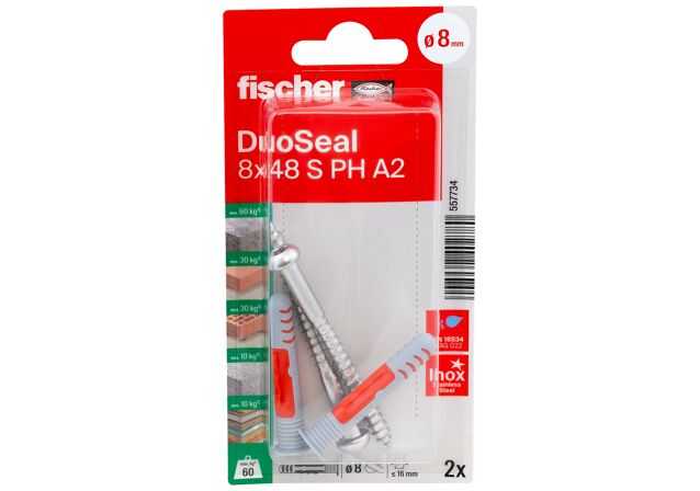 Packaging: "fischer DuoSeal 8 x 48 S PH TX A2 K"