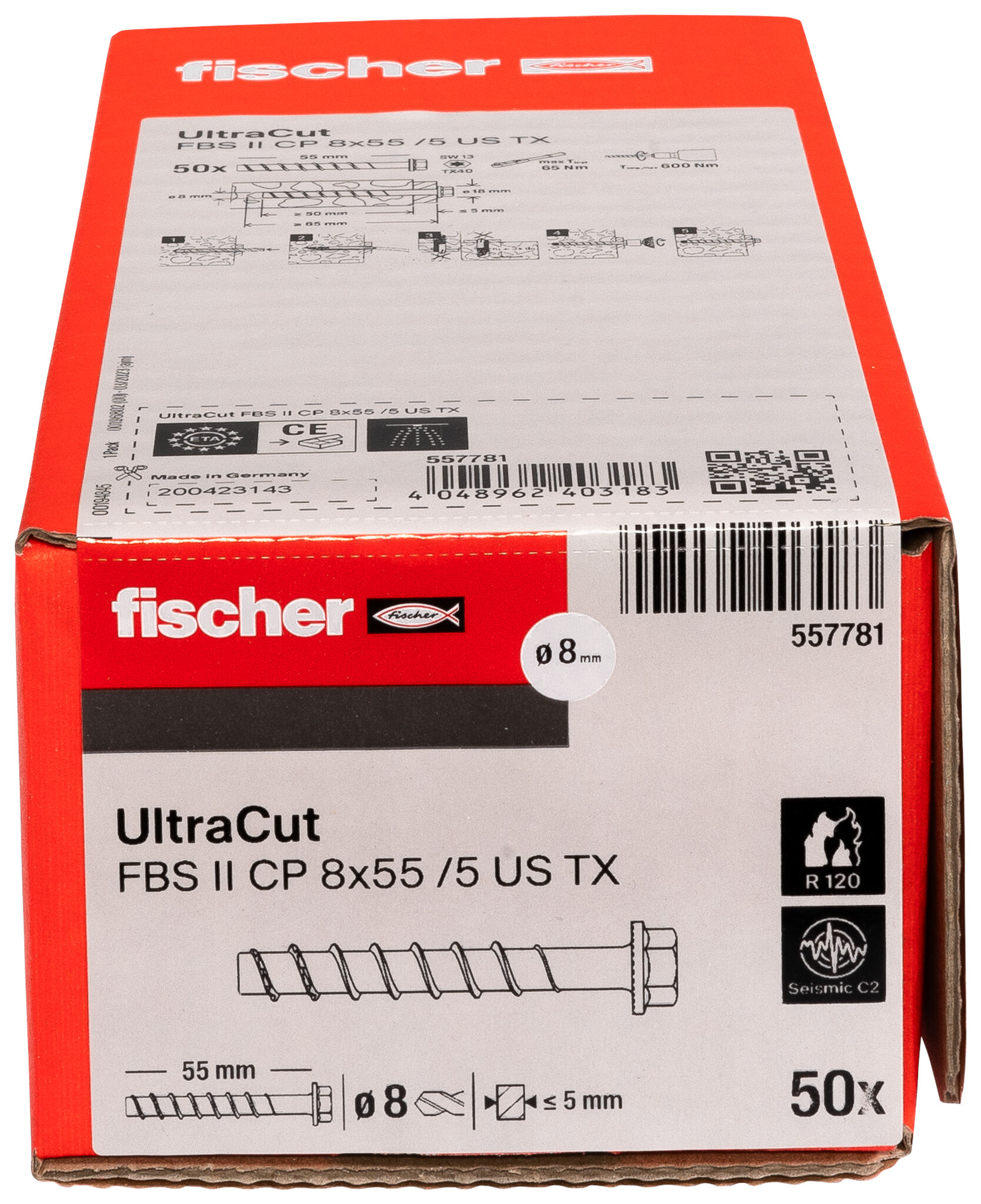 Packaging: "fischer UltraCut FBS II 8 x 90 40/25 SK R countersunk head"