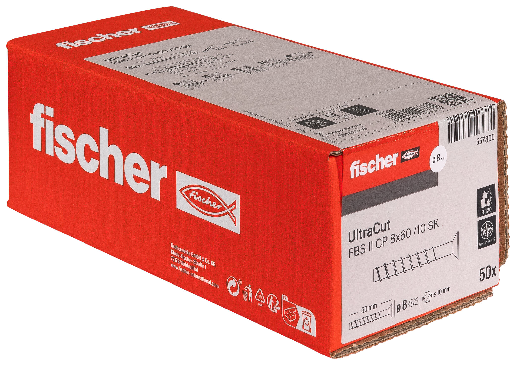 Packaging: "fischer UltraCut FBS II CP 8x60 10/- SK countersunk head"