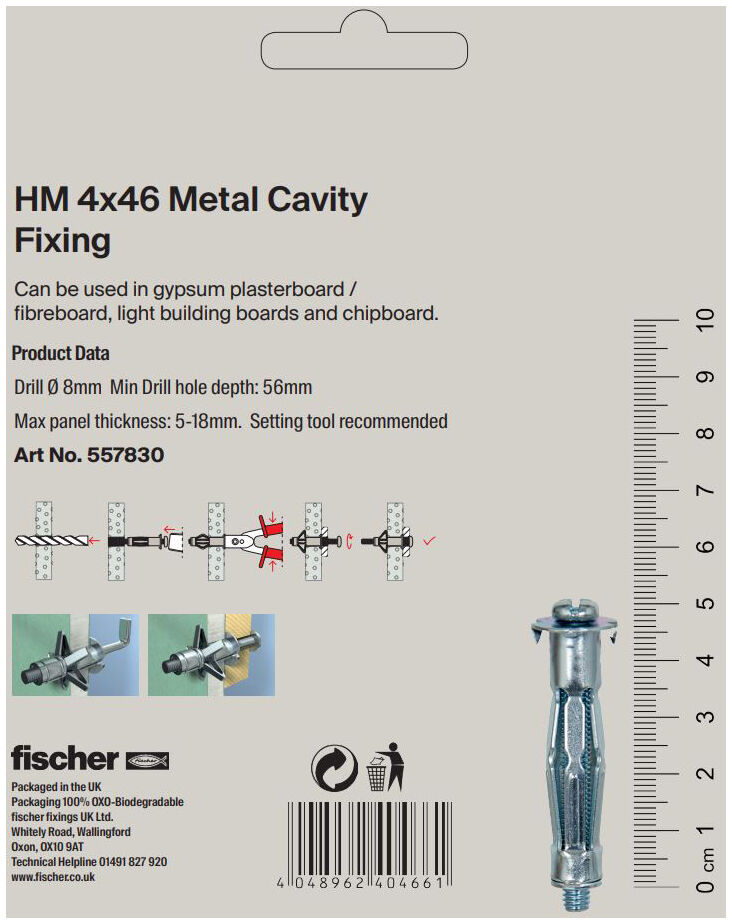 Packaging: "fischer Metal cavity fixing HM 4 x 46"