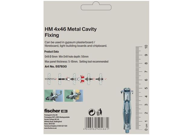 Packaging: "fischer Metal cavity fixing HM 4 x 46"