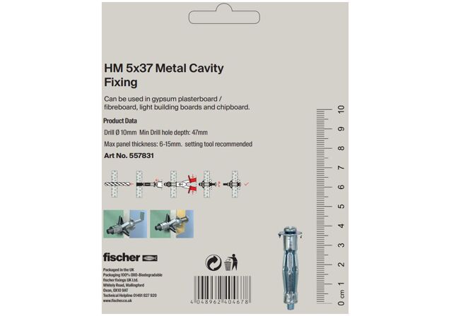 Packaging: "fischer Metal cavity fixing HM 5 x 37"