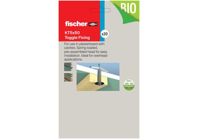 Packaging: "fischer Spring Toggle Fixing - 5 x50 Pack of 8"