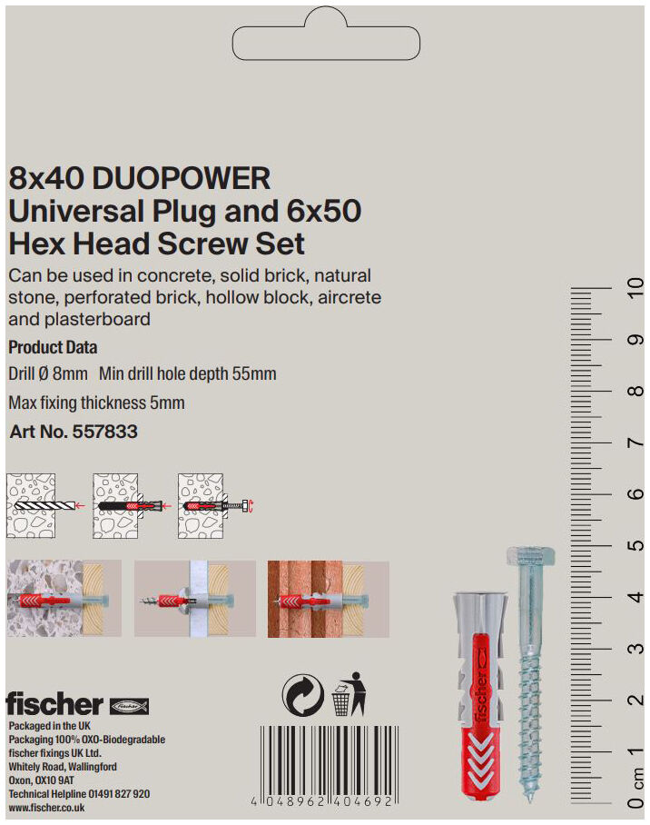 Packaging: "Fix Set, DuoPower 8, 6 x 50 Coach Screw x 8"