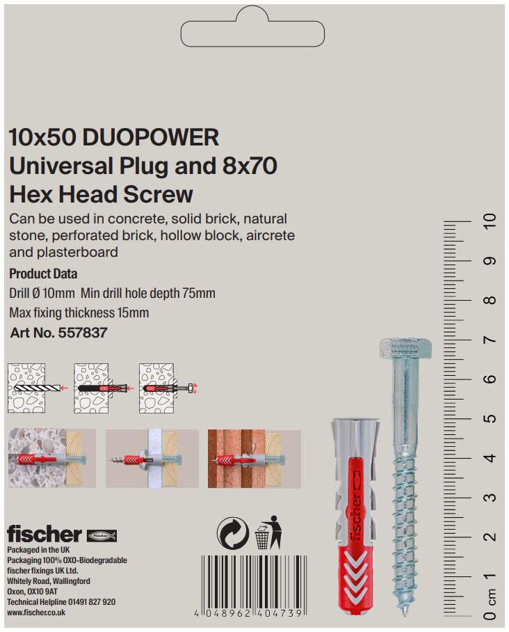 Packaging: "Fix Set, DuoPower 10, 8 x 70 Coach Screw x 4"