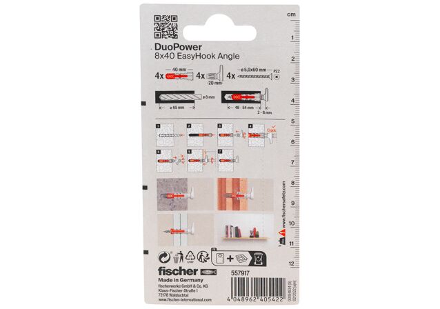 Packaging: "fischer EasyHook med vinkelkrok DuoPower 8x40"