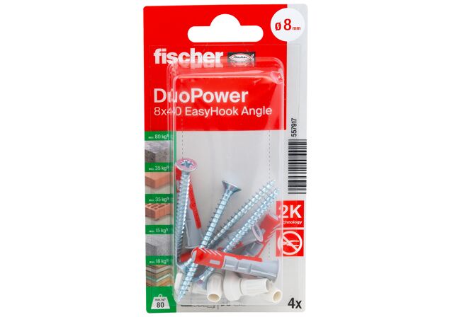 Packaging: "fischer EasyHook Angle DuoPower 8x40 K NV"