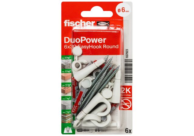 Συσκευασία: "fischer DuoPower 6x30 EasyHook Νάιλον βύσμα με γάντζο"