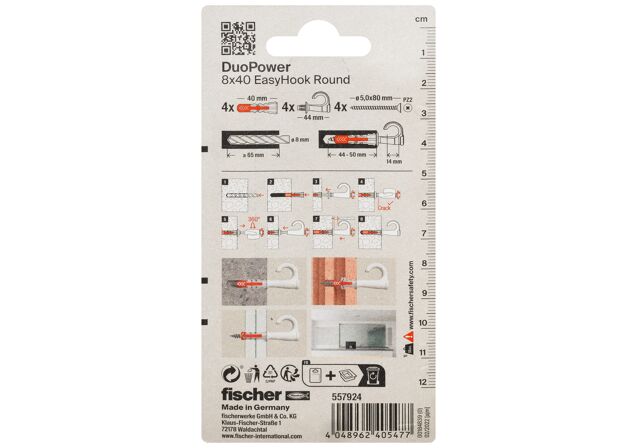 Packaging: "fischer EasyHook Round DuoPower 8x40 CCW K"