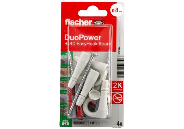 Packaging: "fischer EasyHook Round DuoPower 8x40 CCW K"