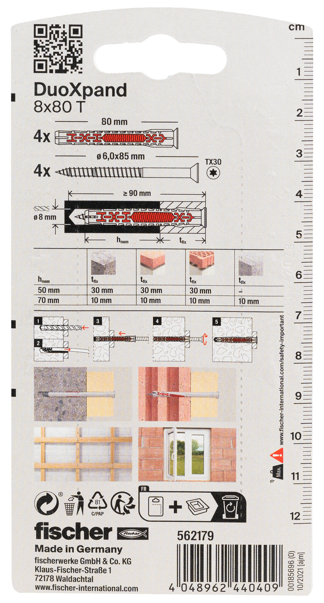 Packaging: "fischer Frame fixing DuoXpand 8 x 80 T zinc-plated steel"