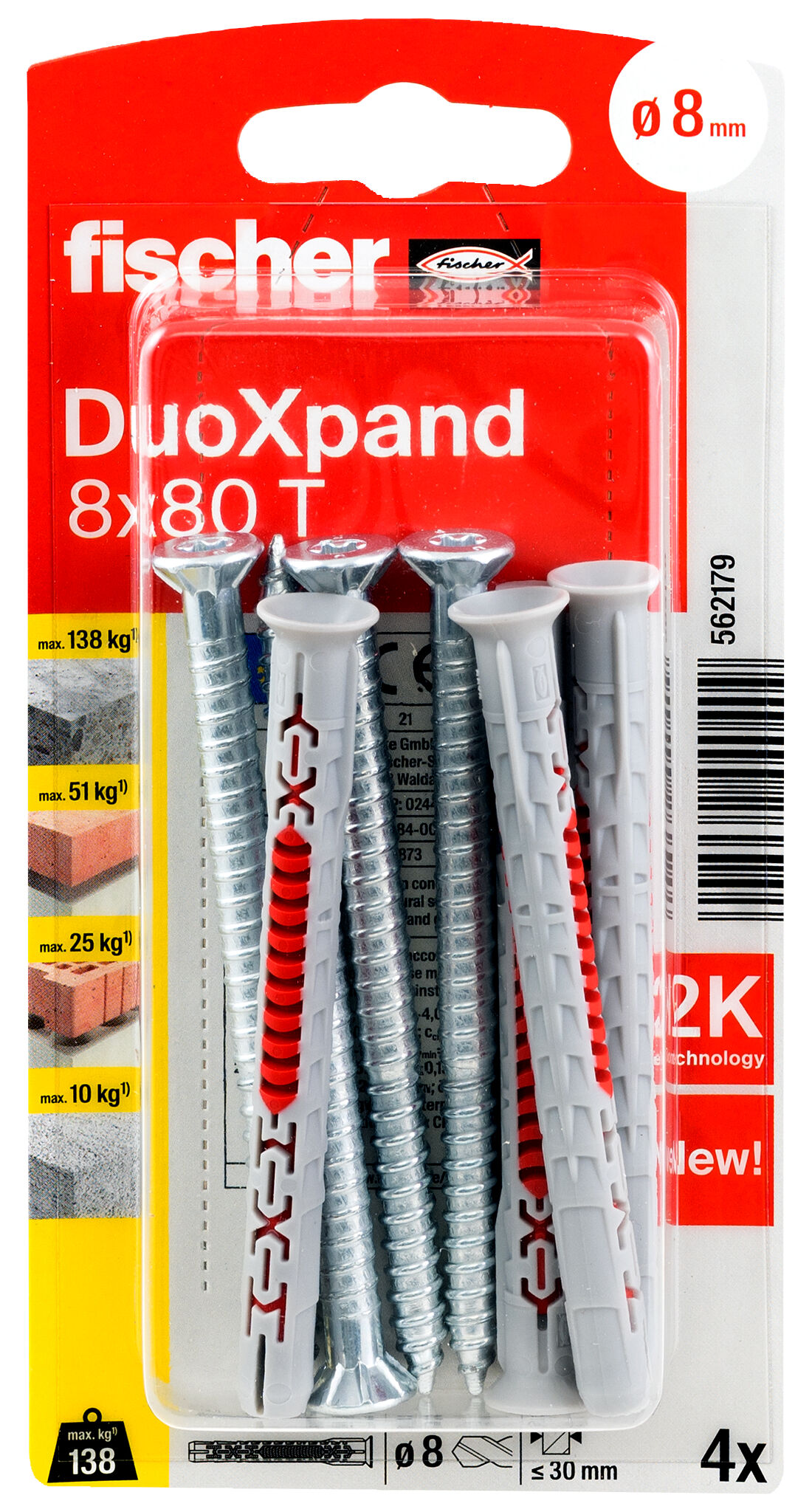 Packaging: "fischer Frame fixing DuoXpand 8 x 80 T zinc-plated steel"