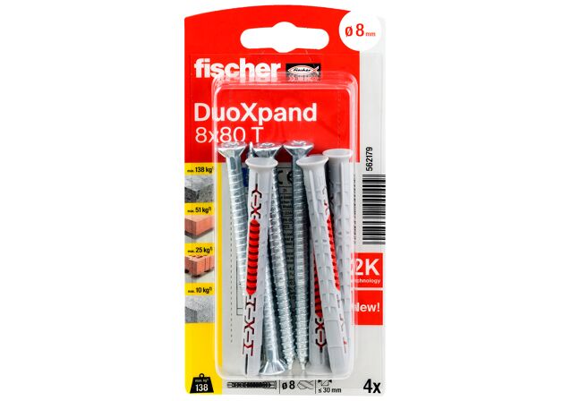 Packaging: "fischer Frame fixing DuoXpand 8 x 80 T zinc-plated steel"