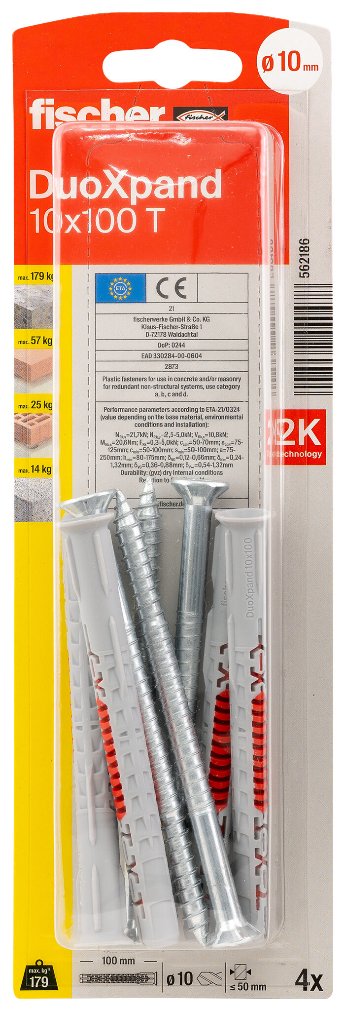 Packaging: "fischer Frame fixing DuoXpand 10 x 100 T zinc-plated steel"