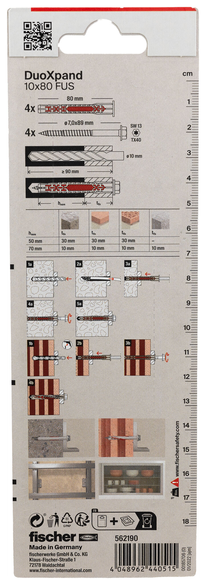 Packaging: "fischer Frame fixing DuoXpand 10 x 80 FUS zinc-plated steel"
