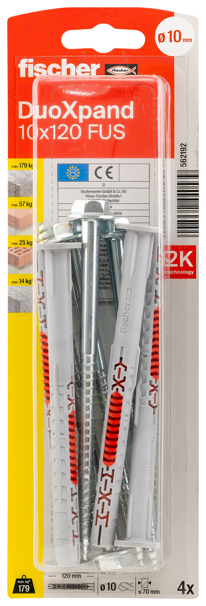 Packaging: "fischer Frame fixing DuoXpand 10 x 120 FUS zinc-plated steel"