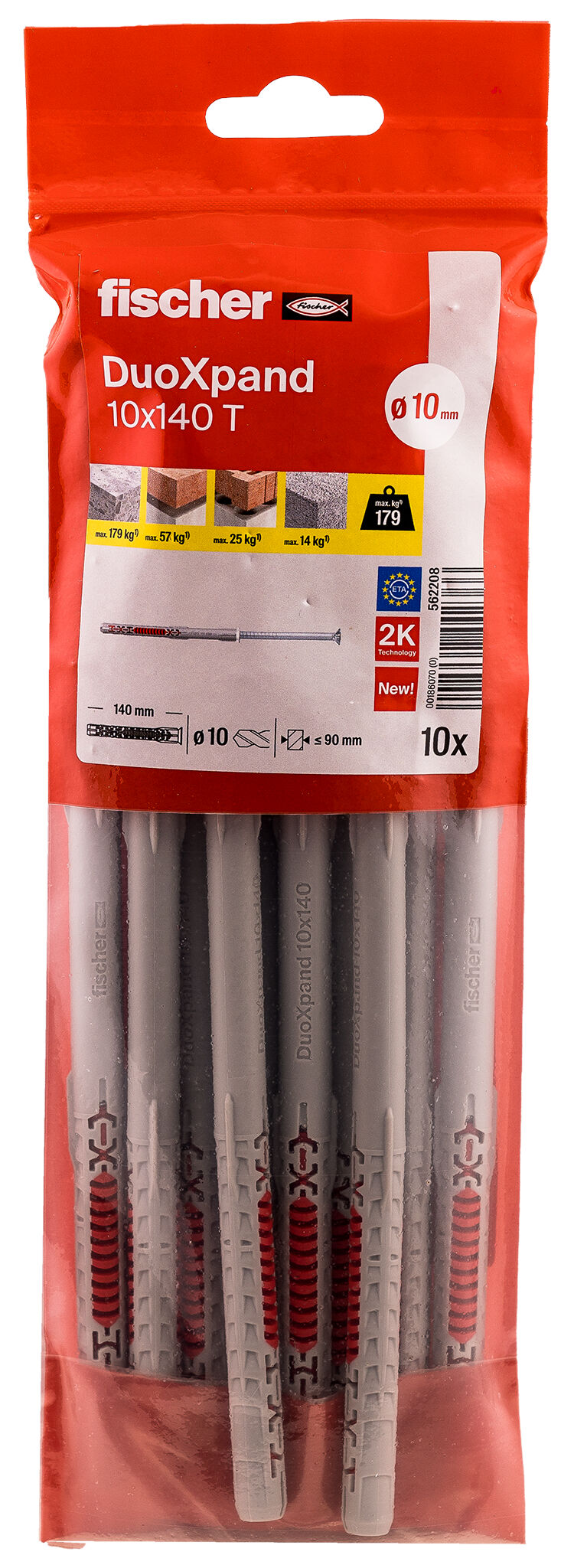 Packaging: "fischer Frame fixing DuoXpand 10 x 140 T zinc-plated steel"