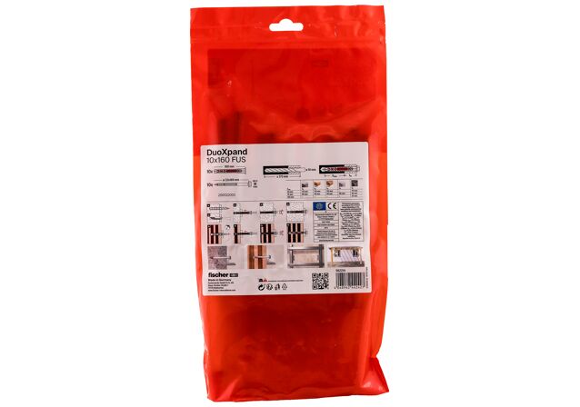 Packaging: "fischer constructieplug DuoXpand 10 x 160 FUS zeskant kop"