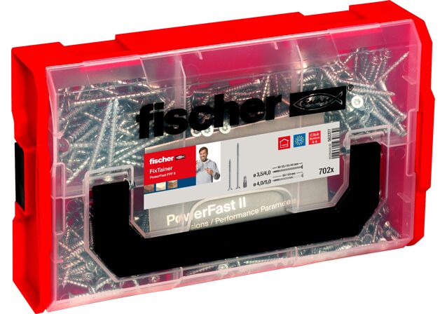 Product Picture: "fischer FixTainer Vis PowerFast II Tête fraisée, empreinte PZ, zingué blanc, filetage partiel"