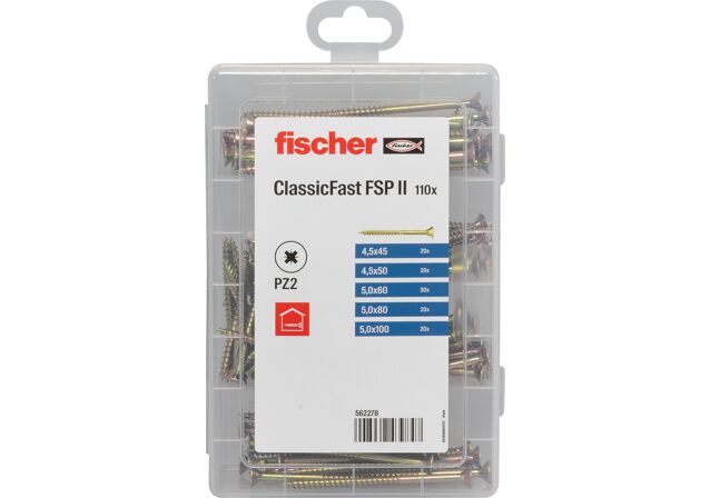 Product Picture: "fischer PROFI-BOX Vis ClassicFast tête fraisée, empreinte PZ, zingué jaune, filetage partiel"