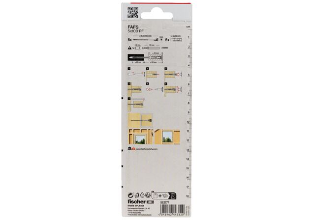 Packaging: "fischer adjustable screw FAFS 5 x 100 TX25 PF K NV for pre-drilled frames"