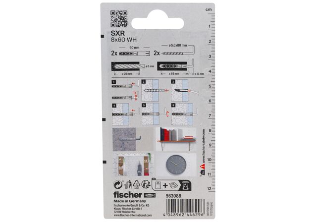 Packaging: "fischer constructieplug SXR 8 x 60 WH winkelhaak"