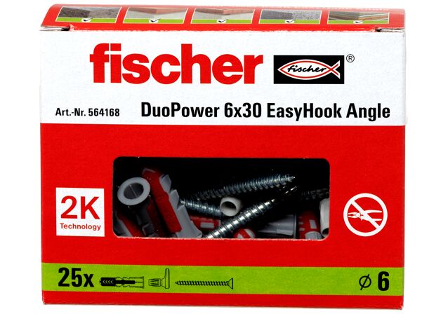 Verpackung: "fischer EasyHook Angle DuoPower 6x30"