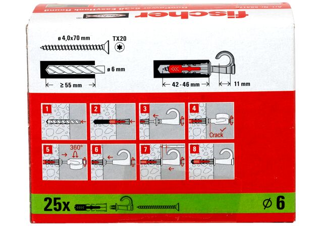 Verpackung: "fischer EasyHook Round DuoPower 6x30"