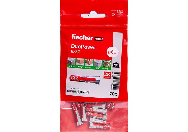 Packaging: "Cheville bi-matière DuoPower 6 x 30 sans vis"