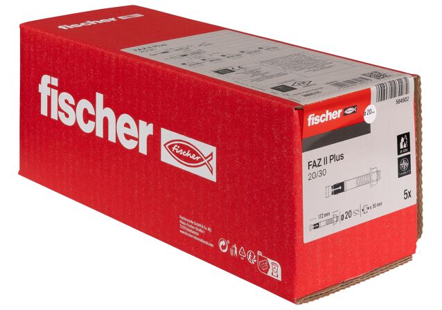 Packaging: "fischer Doorsteekanker FAZ II Plus 20/30 EV elektrolytisch verzinkt staal"