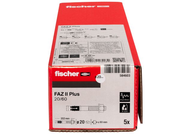 Verpackung: "fischer Bolzenanker FAZ II Plus 20/60 gvz galvanisch verzinkt"