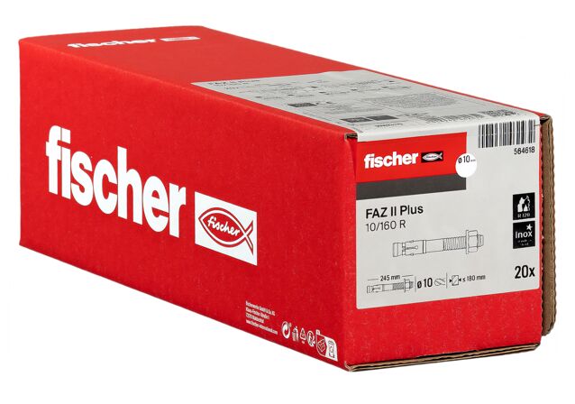 Packaging: "fischer bolt anchor FAZ II Plus 10/160 R stainless steel"