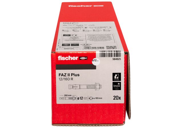 Packaging: "fischer Doorsteekanker FAZ II Plus 12/160 R roestvast staal"