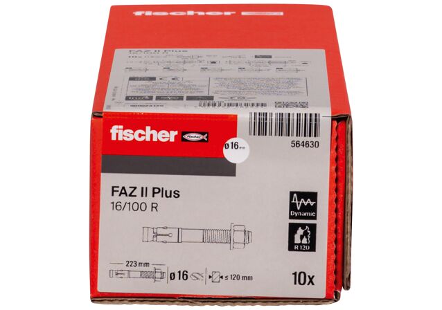 Packaging: "fischer bolt anchor FAZ II Plus 16/100 R stainless steel"