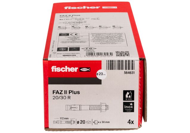 Packaging: "Goujon d’ancrage FAZ II Plus 20/30 R en acier inoxydable"
